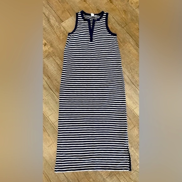 Women's Navy and White Ankle Length GAP Sleeveless Nautical Dress - Picture 8 of 9